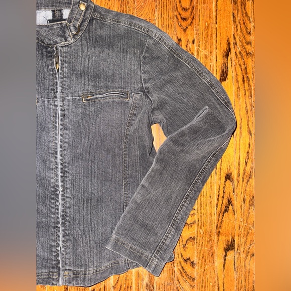 Y2K Dynamite Gray Moto Soft Denim Jacket - size M - Picture 3 of 9